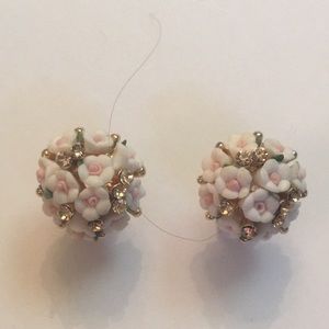 White Sparkle Flower Earrings with Easy clasp back